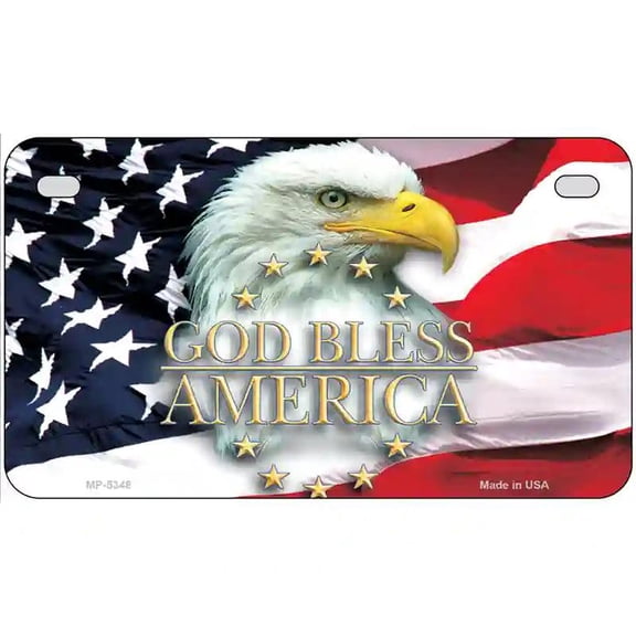 God Bless America Eagle Novelty Metal License Plate 7" x 4" Motorcycle (MP)