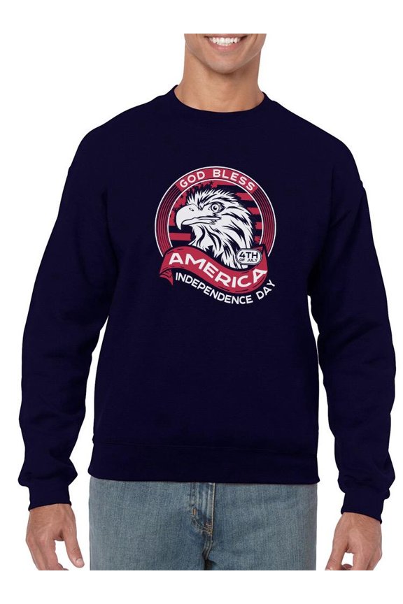 God Bless America Eagle Sweatshirt Men -Image by Shutterstock, Male Large