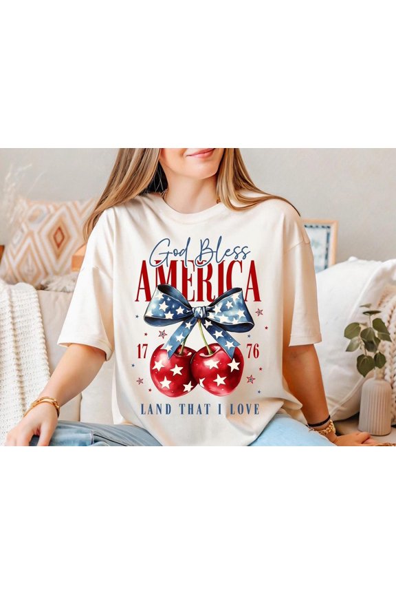 God Bless America Est. 1776 T-shirt, Land That I Love Shirt, 4th July Tee, Independence Day Shirt, Memorial Day Tee, USA Flag Cherry Shirt