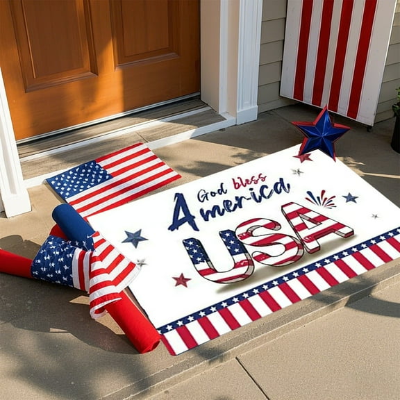 God Bless America Flag Banner 15.7*23.6in,4th of July Patriotic flag US Banner,Independence Day Memorial Day Yard Sign National Day Party Decorations Canvas Header Polyester Outdoor Decor with Brass