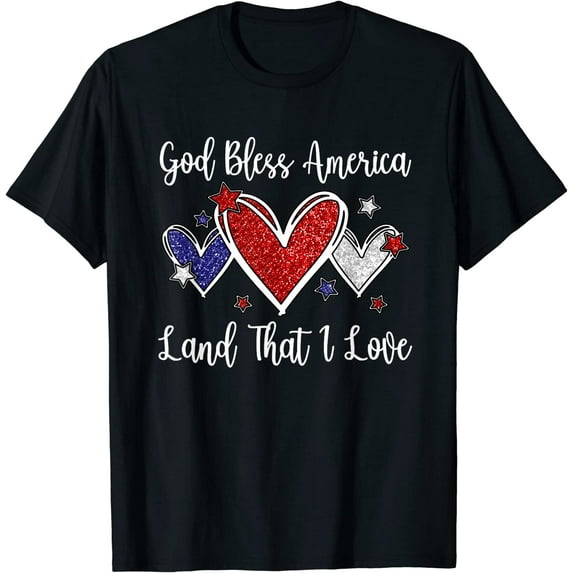 God Bless America For Women Girls Cute Patriotic 4th Of July T-Shirt