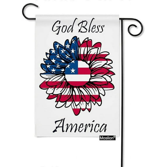 God Bless America Garden Flags Double Sided Daisy with USA American Flag Petals Yard Flag Burlap Banners Home Decorative Outdoor Villa