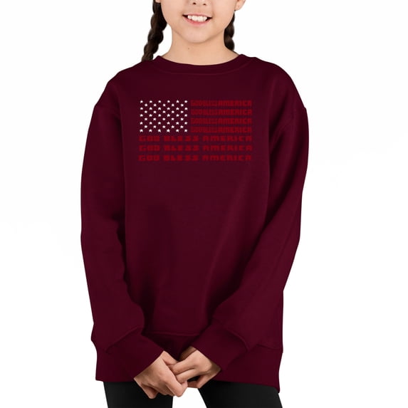 God Bless America - Girl's Word Art Crewneck Sweatshirt