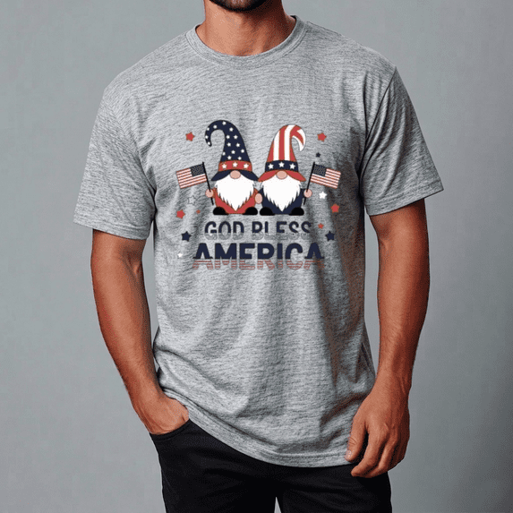 God Bless America Gnomes for 4th of July Family Look Unisex Tee,S- 5XL
