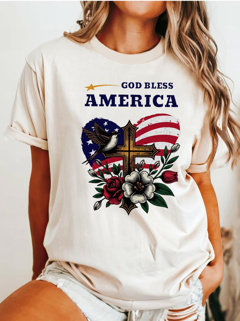 T-shirt USA 4th Of July The Heart Of America Heart Flag - Medium - Neuf