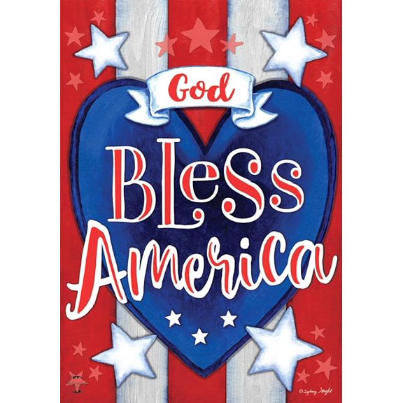 God Bless America Heart House Flag