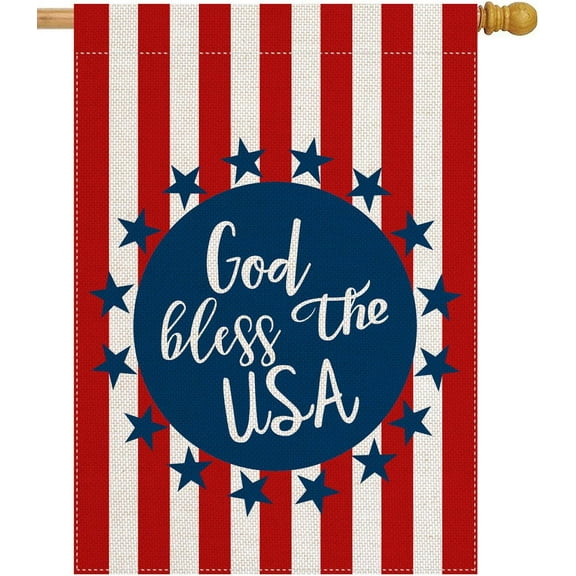 God Bless America Home Garden Flag 28 x 40 Inch Decorative House Double Sided Banner Burlap Garden Flag