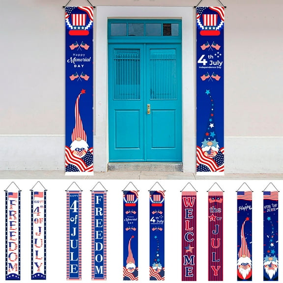 God Bless America Independence Day Couplet Festival Decoration Party Curtain Flag Hanging Porch Hanging Independence Day Couplet For Memorial Day Outside Home Yard Decor
