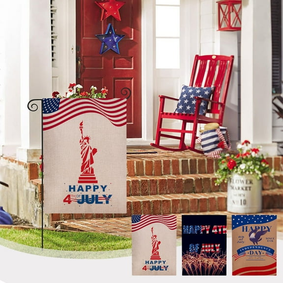 God Bless America Independence Day Patrioctic Linen Garden Flag 12 X 18 Inch Double Sided Memorial Day Floral Yard Flag Vertical Home Yard Outdoor Decoration