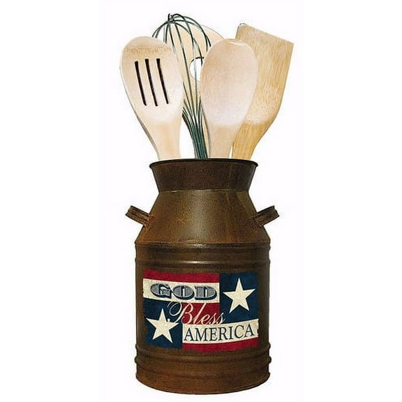God Bless America-Milk Can Kitchen Utensil Set
