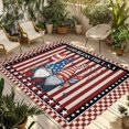 thumbnail image 1 of God Bless America Outdoor Rug for Patio/Deck/Porch, Non-Slip Large Area Rug 5 x 7 Ft, Gnomes Red Blue Stripes Stars Country Indoor Outdoor Rugs Washable Area Rugs, Camping Rug Carpet Runner, 1 of 8