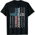 thumbnail image 1 of God Bless America - Patriotic Christian Cross USA Flag T-Shirt,Black, 1 of 6