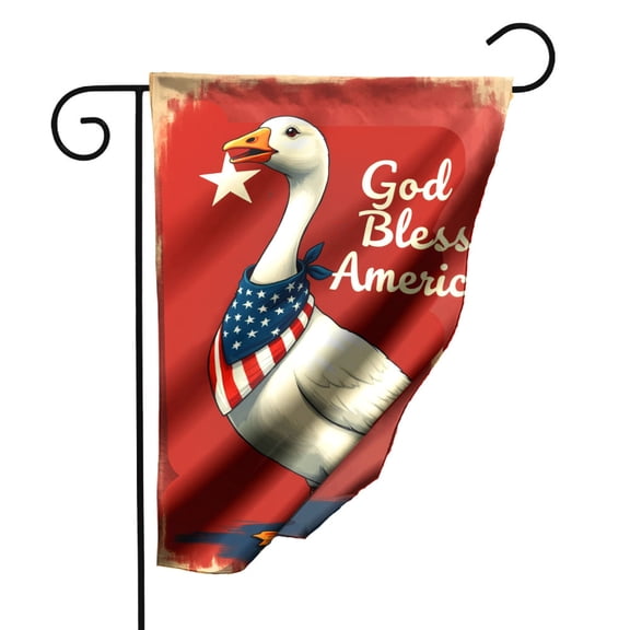 God Bless America Patriotic Garden Flag 12.5x18 Inch Double Sided Outdoor Decorative Polyester Yard Flag with White Goose and Star Design for Porch Lawn Home Memorial Day 4th of July Decor#24191