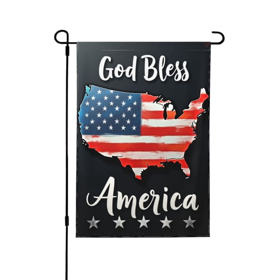 God Bless America Patriotic Garden Flag 12x18 Inch Double Sided USA Map Yard Flag Outdoor Decoration For House Porch Patio And Lawn.