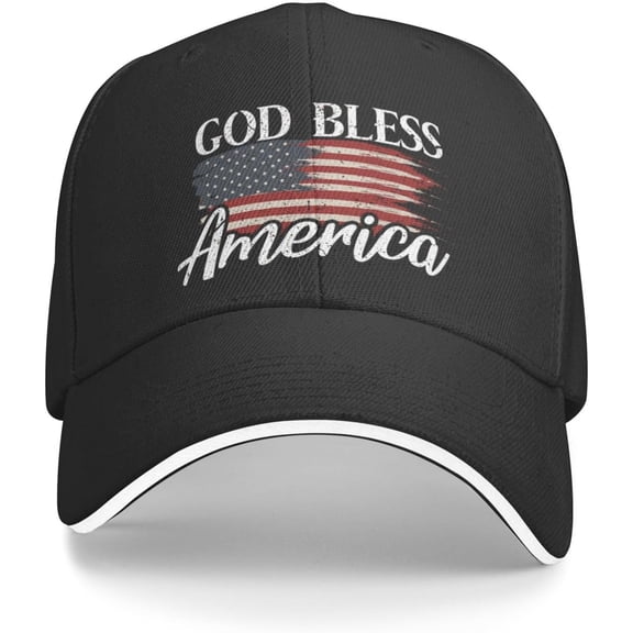 God Bless America Patriotic USA Baseball Cap Summer Sun Hat Gift Women Trucker Hat Snapback Hat Men Dad Hat Black