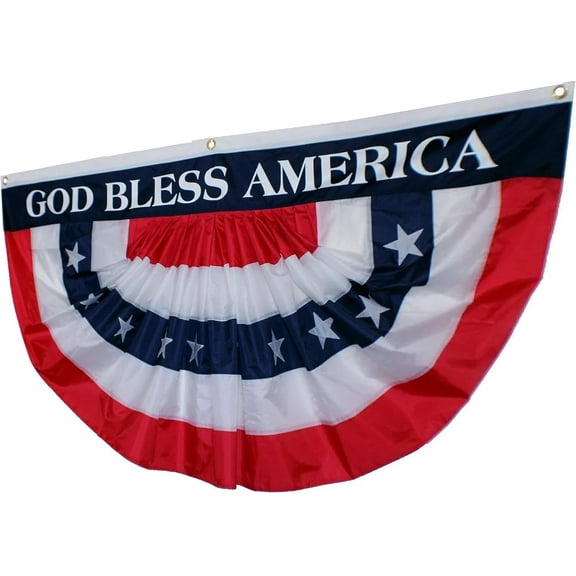 God Bless America Pleated Fan Flag - 3 ft by 6 ft, USA, 4th of July, Patriotic Banner, Christmas, President's Day, Memorial Day