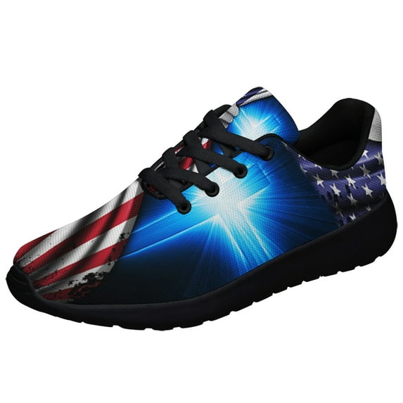 God Bless America Print Sneakers Lightweight Comfortable Running Shoes for Men Women Black Size 8.5