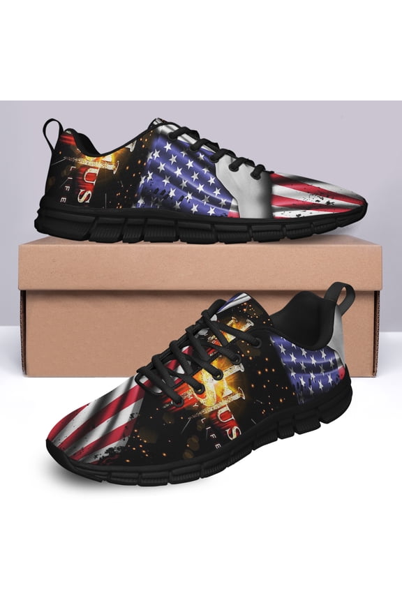 God Bless America Running Shoes Sneakers Mesh Black Size 13