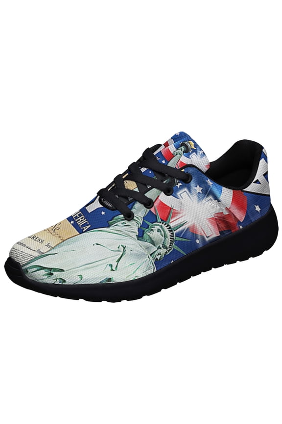 God Bless America Sneakers Patriotic Independence Day 4th Of July Shoes Lightweight Comfortable Running Shoes for Men Women Black Size 7