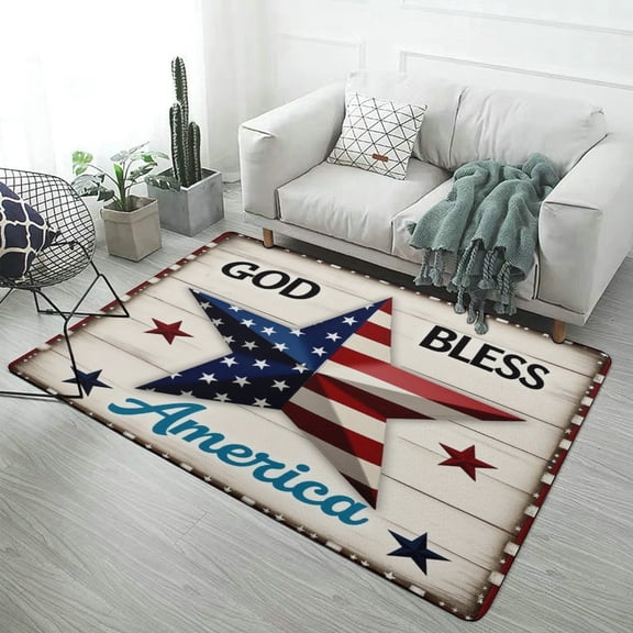 God Bless America Star Flag Home Decor Living Room Carpet Non-slip Soft Comfy Hotel Lobby Floor Rug Kitchen Bedroom Entrance Doormat Mats 40"x60"