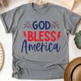thumbnail image 1 of God Bless America T-Shirt – Patriotic Red White Blue Graphic Tee, Graphite Heather, Size 4XL, 1 of 6