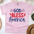 thumbnail image 1 of God Bless America T-Shirt – Patriotic Red White Blue Graphic Tee, Light Pink, Size 2XL, 1 of 6