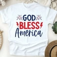 thumbnail image 1 of God Bless America T-Shirt – Patriotic Red White Blue Graphic Tee, White, Size S, 1 of 6