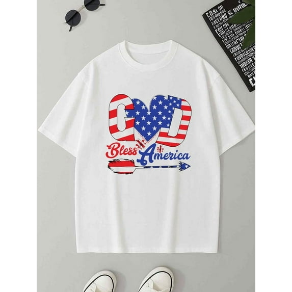 God Bless America Tee mens 180G 100% Cotton white Original Unisex Shirt Cotton tshirts Fashion Unisex Shirt Printed tshirts Classic Unisex Shirt Cotton tshirts Casual Unisex Shirt Cotton tshirts