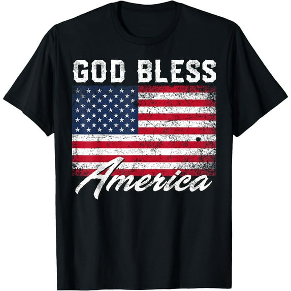 God Bless America USA Flag 4th of July Patriotic T-Shirt,Black