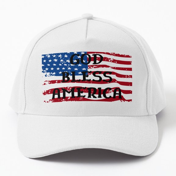 God Bless America USA Flag Baseball Cap, Faith and Country Graphic Design, Classic Hat