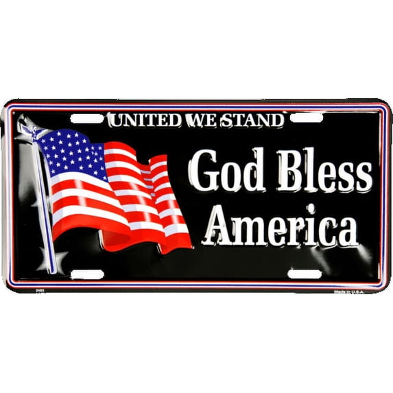 God Bless America United We Stand License Plate Wall Sign Cave FAST USA SHIPPING