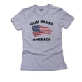 thumbnail image 1 of God Bless America - With US Flag - American Pride Women's Cotton Grey T-Shirt, 1 of 2