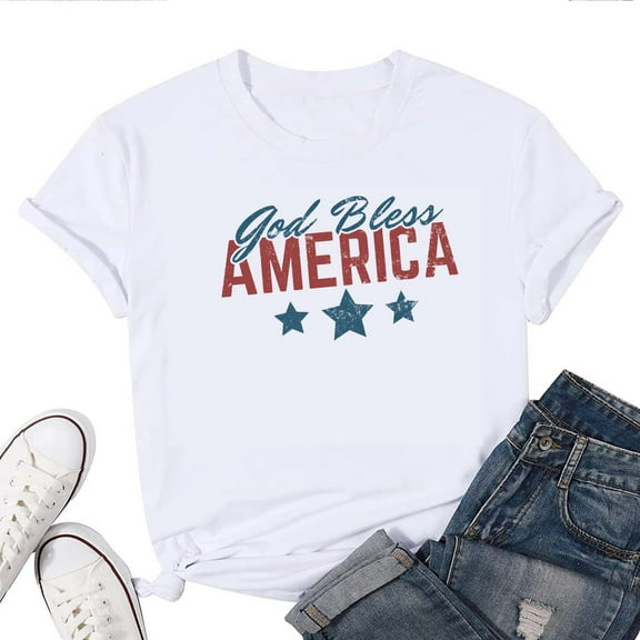 God Bless America Women's T-Shirt – Patriotic Graphic Tee, 4th of July Independence Day, Freedom America Pride Top