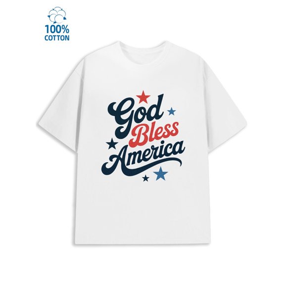 God Bless America men Jesus 180G 100% Cotton white witty Trendy Unisex Shirt Short Sleeve tshirts Original Unisex Shirt Graphic Tee tshirts Classic Unisex Shirt Graphic Tee tshirts