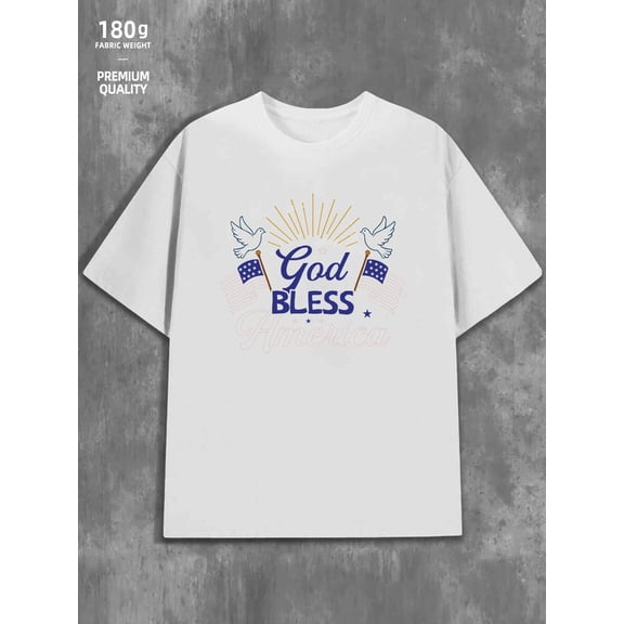 God Bless America mens Christianity 180G 100% Cotton white christianity pamuk Basic Unisex Shirt Graphic Tee tshirts Unique Design Unisex Shirt Graphic Tee tshirts Basic Unisex Shirt Crewneck tshirts