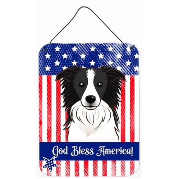 God Bless American Flag with Border Collie Wall or Door Hanging Prints