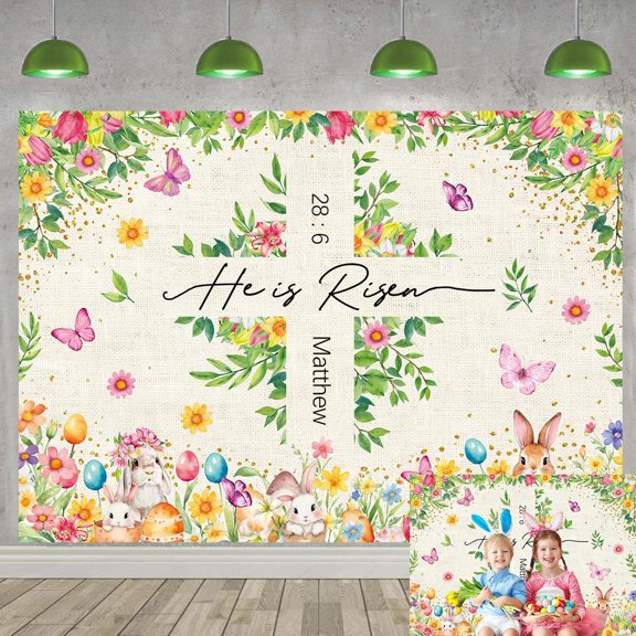 God Bless Baptism Backdrop He is Risen First Holy Communion Christening Background Religious Bible Church Events Baby Shower Party Decoration Banner Photo Booth Props