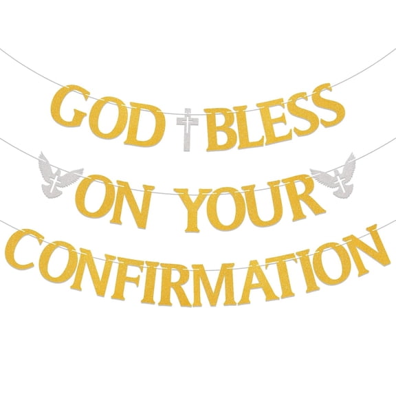 God Bless On Your Confirmation Banner - Baptism Baby Shower Decor, On Your Confirmation Decorations, Religious Christening Baby Shower Birthday Party Decorations