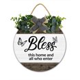 thumbnail image 1 of God Bless This Home And All Who Enter Wooden Door Hanger, Farmhouse Door Decorations Wall Hanging, Christian Welcome Sign For Front Door, Jesus Home Decor, Wooden Plaque Wreath 12 Inch, 1 of 4