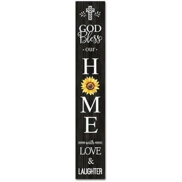 God Bless Our Home Welcome Signs Vertical for Front Door Porch Standing Hanging Large Wooden Bless Sign for Farmhouse Home Decor Thanksgiving Decoration4 X 16 Inch