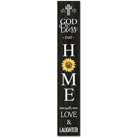 God Bless Our Home Welcome Signs Vertical for Front Door Porch Standing Hanging Large Wooden Bless Sign for Farmhouse Home Decor Thanksgiving Decoration4 X 16 Inch