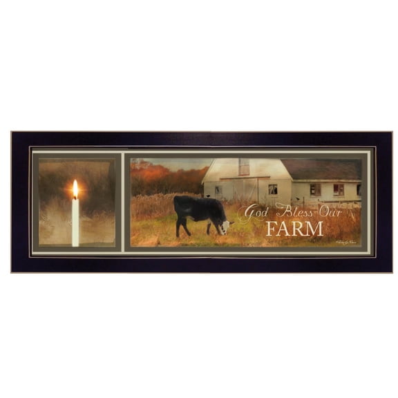 Trendy Decor4U "God Bless Our Farm" By Robin-Lee Vieira, Printed Wall Art, Ready To Hang Framed Poster, Black Frame