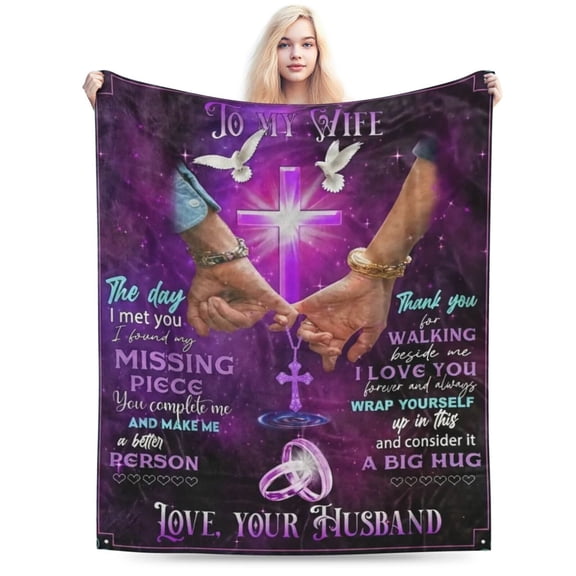 God Bless Our Marriage Jesus Cross Hug Blanket 50x40
