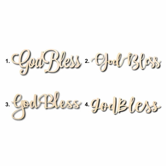 God Bless Sign Unfinished Wood Cutout Home Decor DIY Option 1- 18" Wide / 1/4"