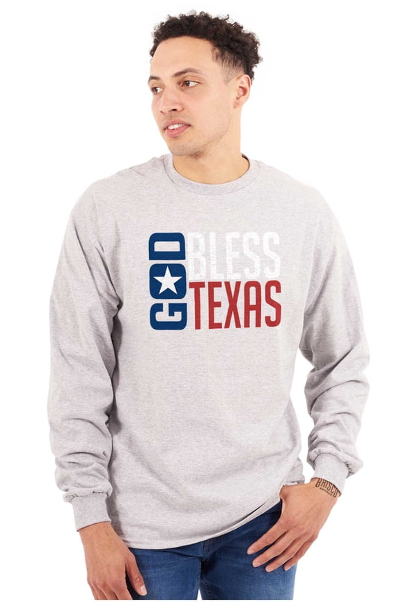 God Bless Texas Cute Christian Pride Plus Size Long Sleeve Graphic Tee Shirt Brisco Brands 3X