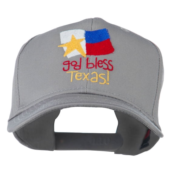 God Bless Texas Embroidered Cap - Grey OSFM