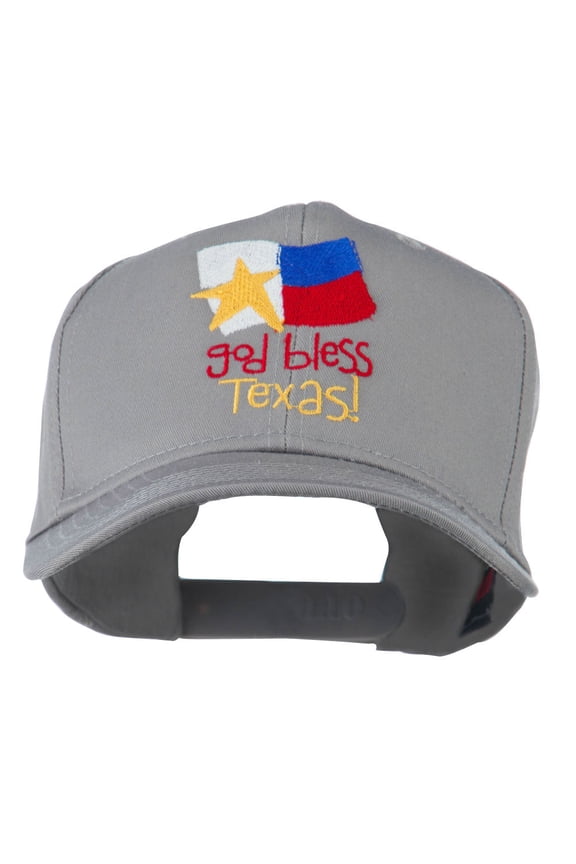 God Bless Texas Embroidered Cap - Grey OSFM