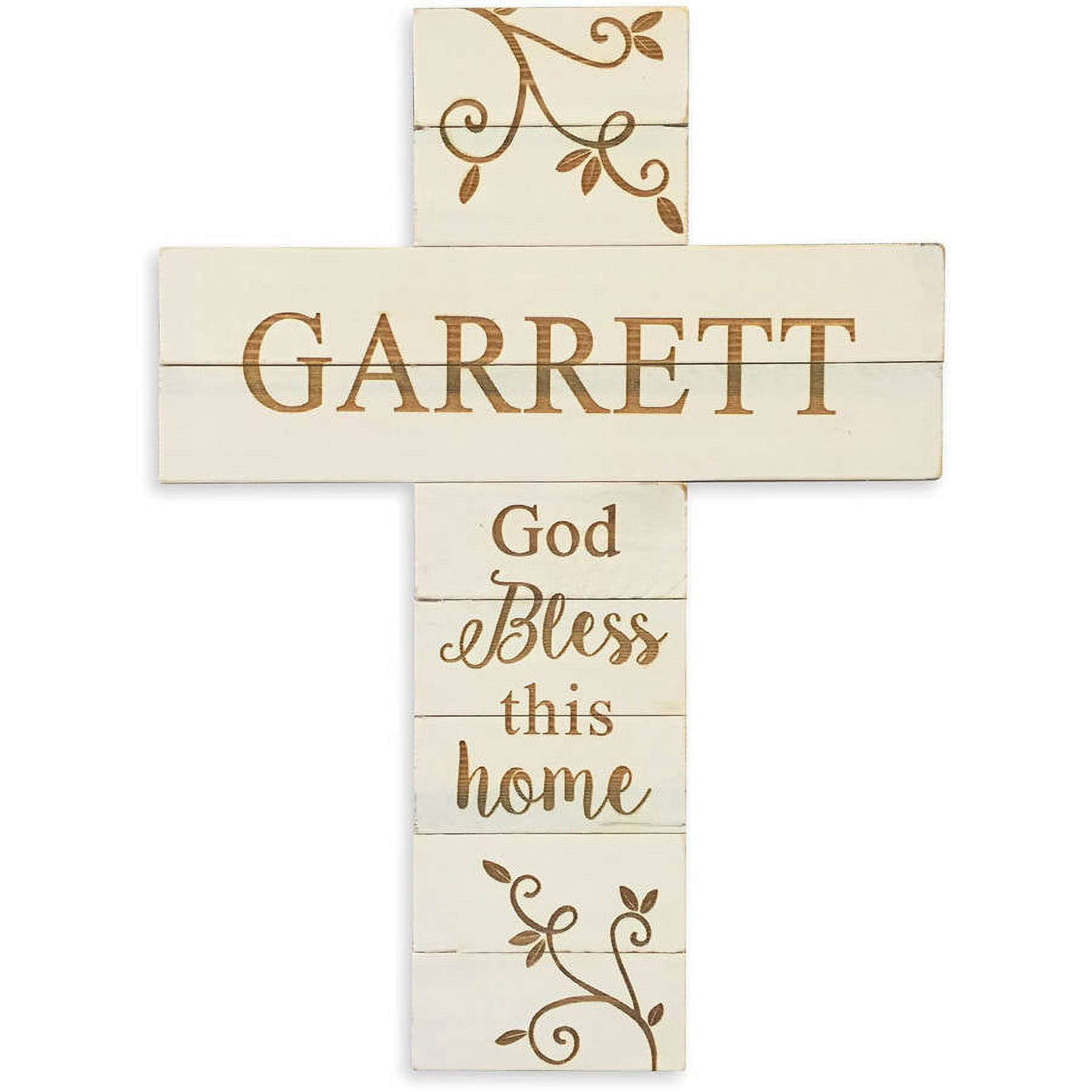 God Bless This Home Personalized Wood Cross, White