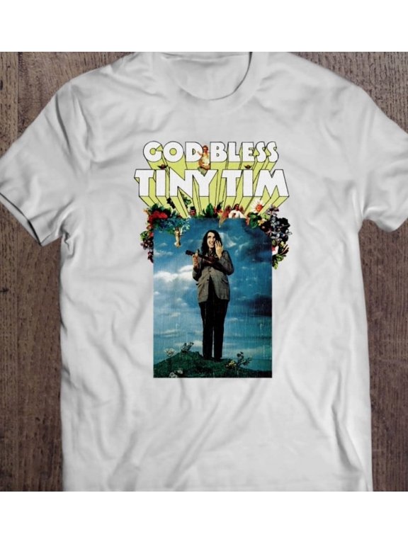 God Bless Tiny Tim Shirt Short Sleeve Caricature White Unisex S-3XL