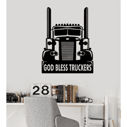 God Bless Truckers - Truck Driver Truck Life Quotes Big Tractor Trucks Silhouette Vinyl Wall Art Sticker Wall Decal Home Kids Room Study Room Boys Wall Décoration Design Wall Décor Size (20x18 inch)